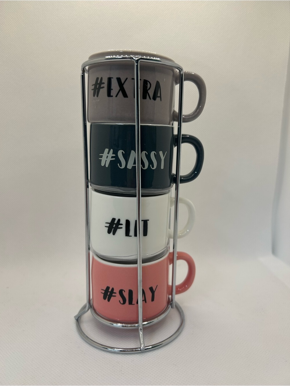 Coco+ Lola Premier Collection Hashtag Stackable Mugs Set Extra, Sassy, Lit, Slay